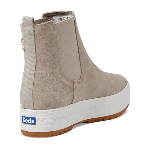 Keds The Platform Chelsea High Top Sneakers Boots Grey Taupe Suede 8 - Picture 3 of 11
